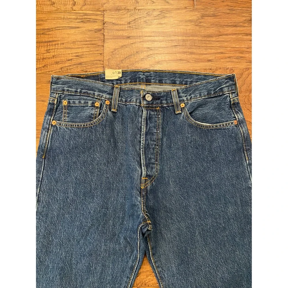 Levis 501 Original Fit Mens Jeans 34x29 Medium Wash Blue Denim Button Fly NEW